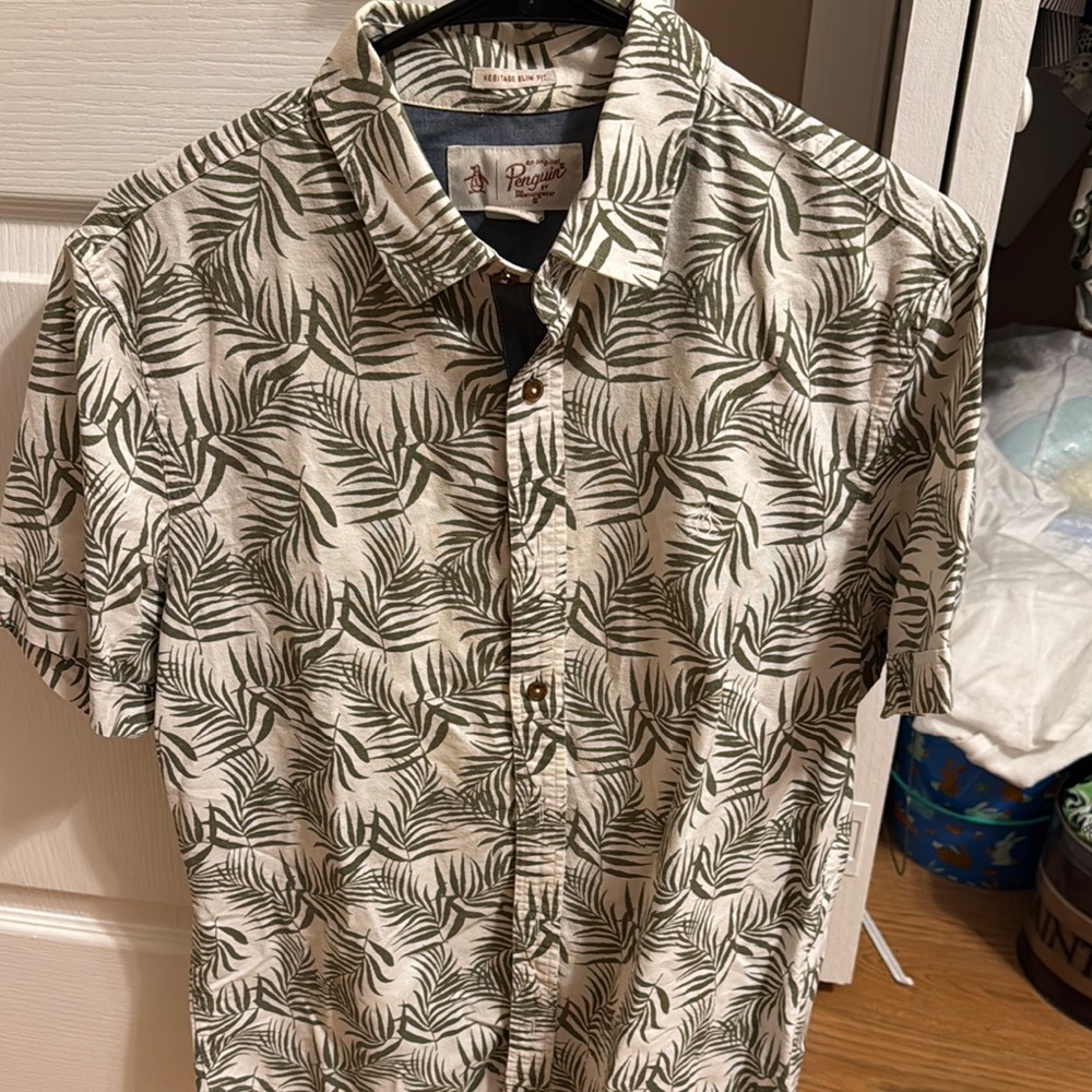 Men's Green Leaf Print Shirt